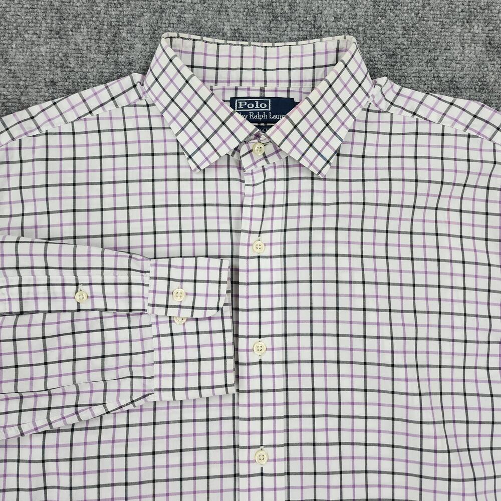 Vintage Polo Ralph Lauren Shirt Mens 17.5 Check Regent Classic Fit Button Up